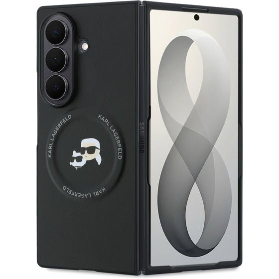 Karl Lagerfeld Pu Karl And Choupette Heads Magnetic Case For Samsung Galaxy Z Fold 8 Ultra Black - (KLHMZFD8PSMLRKCK)