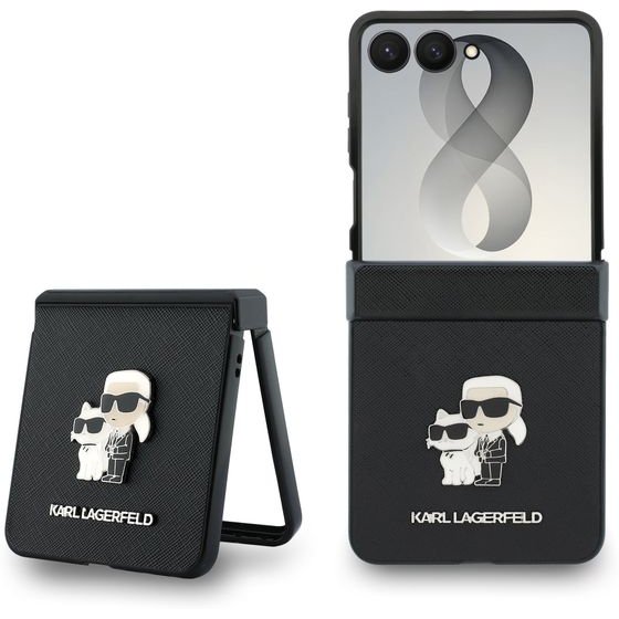 Karl Lagerfeld Pu Saffiano Karl And Choupette Case For Samsung Galaxy Z Flip 8 Black - (KLHCZF8SAPKCNPK)