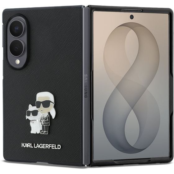 Karl Lagerfeld Pu Saffiano Karl And Choupette Case For Samsung Galaxy Z Fold 8 Black - (KLHCZFW8SAPKCNPK)