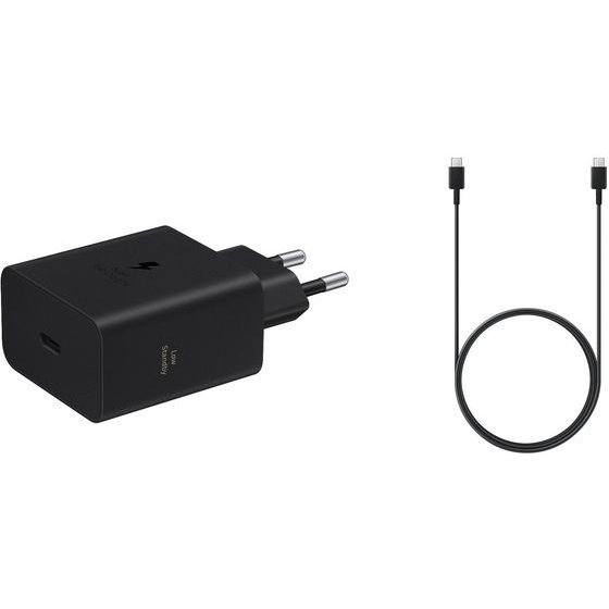 Samsung EP-T6010NBe + EP-DA705BBe USB-C 60W Travel Charger + USB-C/USB-C Data Cable 3A Black (Oob Bulk) - (57983132472)