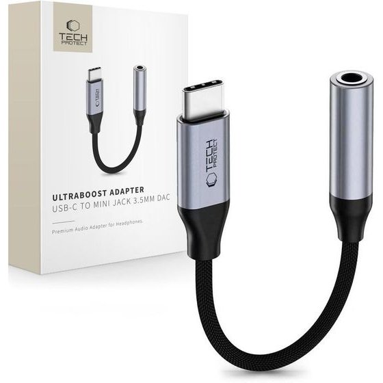 Tech-Protect Ultraboost Adapter USB-C To Mini Jack 3.5MM Dac Iron GREY