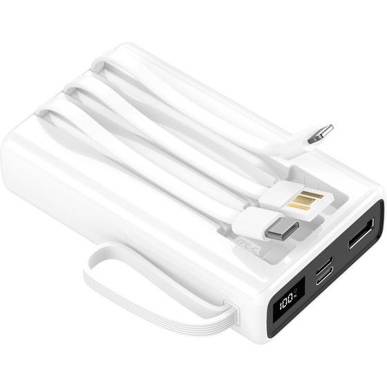 Setty Power Bank 10000 Mah With Cables SPB-LC-210 white