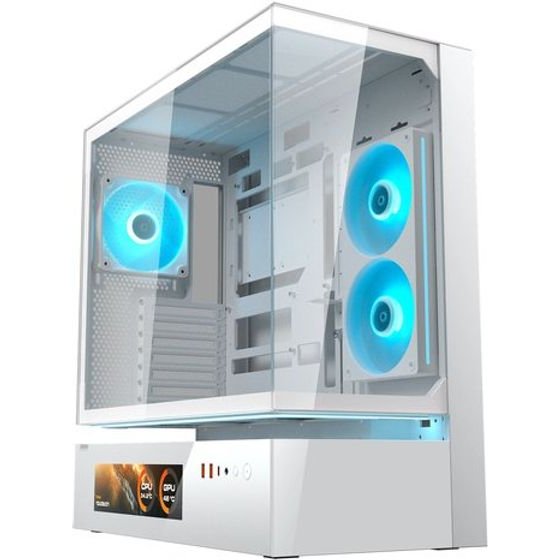 Cougar Midi Tower Case, CFV235 Vision, ARGB, LCD Display, Glass, White - (382DA40.0004)