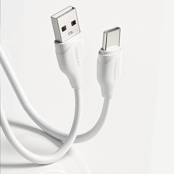Nordic Cable USB-A - Type-C, 2 m, 2.1A /white/