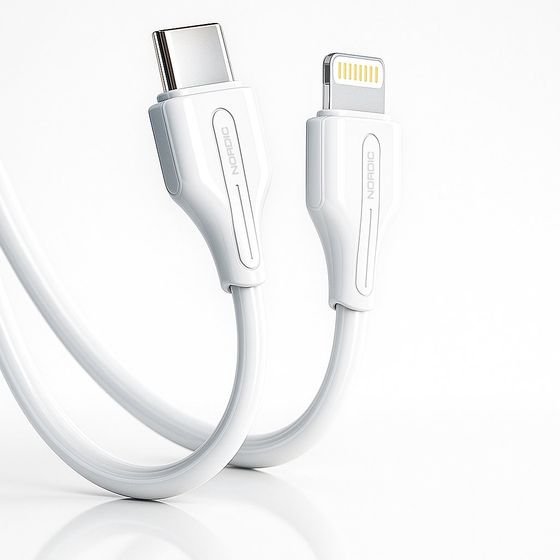 Nordic Cable Type-C - Lightning, 1 m, 30W /White /