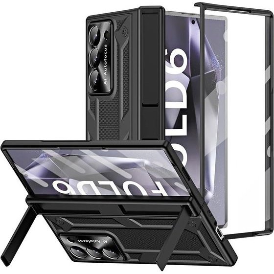 Fw Full Body Iron Armor With side-Stands Samsung Z Fold 6 /Full black/ OEM