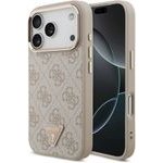 Guess Pu Leather 4G Strass Triangle Logo Gold Frame Magsafe Case For Iphone 18 Pro Pink - (GUHMP18LP4GTDGMP)