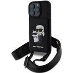 Karl Lagerfeld Saffiano Crossbody Strap Karl And Choupette Case For Iphone 16 Pro Max Black - (KLHCP16XCSAKCPMK)