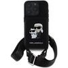 Karl Lagerfeld Saffiano Crossbody Strap Karl And Choupette Case For Iphone 16 Pro Max Black - (KLHCP16XCSAKCPMK)
