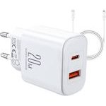 Joyroom Charger JR-TCF05 Flash, 20W + C To L Cable 1m (White) - (JR-TCF05 White C-L)