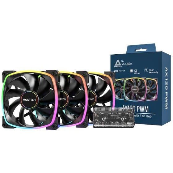 Montech Fan AX120 / Black 3-Pack - (AX120 3 In 1 Pack (B))