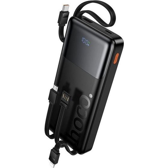 Hoco Powerbank 10000 Mah Qc Pd 2A 22,5W With built-In Cables Usb A + Usb C + Lightning + Micro Usb J156 black