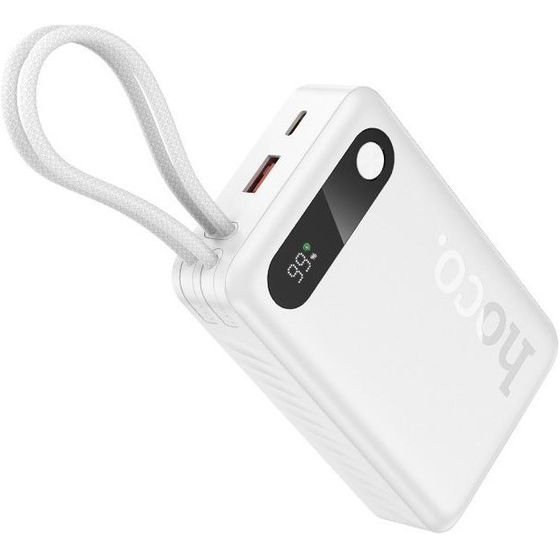 Hoco Powerbank 10000 Mah Qc Pd 2A 22,5W With built-In Cables Usb C + Lightning J171 Edge white