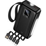 Hoco Powerbank 20000 Mah Qc Pd 22,5W With built-In Cables Usb A + Usb C+ Lightning + Micro Usb And Two Lights J173 black
