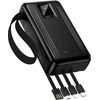 Hoco Powerbank 20000 Mah Qc Pd 22,5W With built-In Cables Usb A + Usb C+ Lightning + Micro Usb And Two Lights J173 black