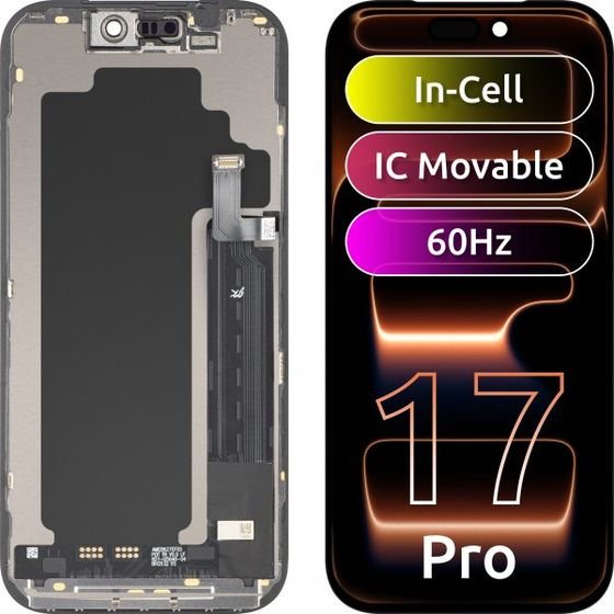 JK Lcd Display Module For Apple Iphone 17 Pro, In-Cell Ic Version, Black