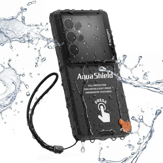 Spigen - Aqua Shield Waterproof Case A604 - Full Protection, Underwater Touch Support, IP68 - Black - (ACS11675)
