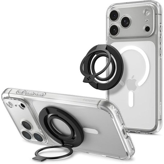 Spigen - Phone Ring Dual Pop Magsafe S - With Flexible Finger Loop Grip, Dual Magnetic, Silicone - Black - (AMP11735)