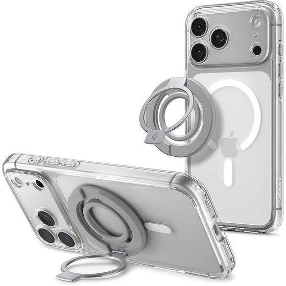 Spigen - Phone Ring Dual Pop Magsafe S - With Flexible Finger Loop Grip, Dual Magnetic, Silicone - Gray - (AMP11736)