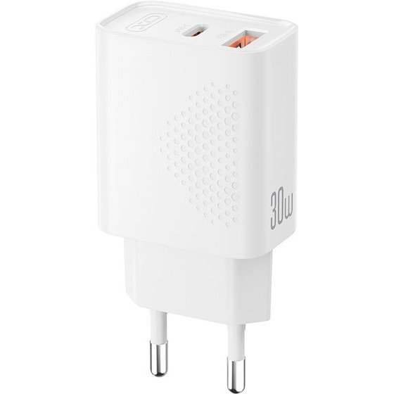 XO 220V 30W, USB-C + USB-C /white/ - L163