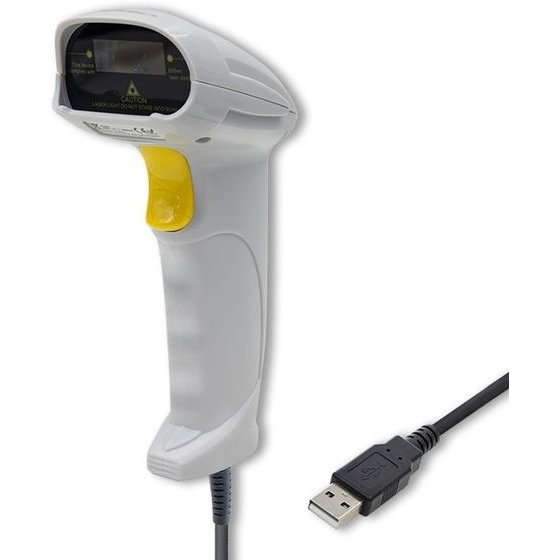 Qoltec Laser scanner 1D | USB | White - (50877)