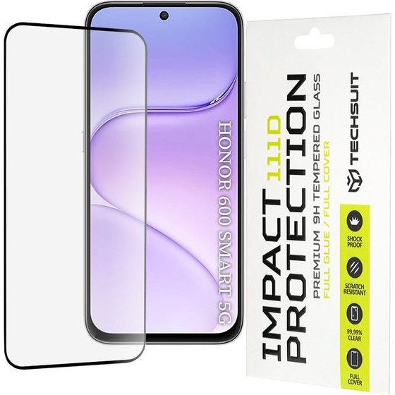 Techsuit - 111D Full Cover / Full Glue Glass - Honor 600 Smart - Black