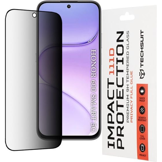 Techsuit - 111D Privacy Full Glue - Honor 600 Smart - Black