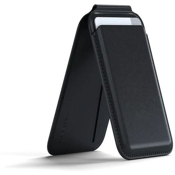 Satechi Leather wallet with stand, compatible with MagSafe Vegan Leather Wallet Stand black