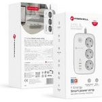 FORCELL Power Strip F-Energy 3 Sockets + Usb C 30W + 3 x Usb A QC3.0 Pd + Wifi Tuya, SmartLife, Alexa 10A 2500W VT-PS03 white