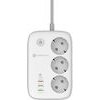 FORCELL Power Strip F-Energy 3 Sockets + Usb C 30W + 3 x Usb A QC3.0 Pd + Wifi Tuya, SmartLife, Alexa 10A 2500W VT-PS03 white