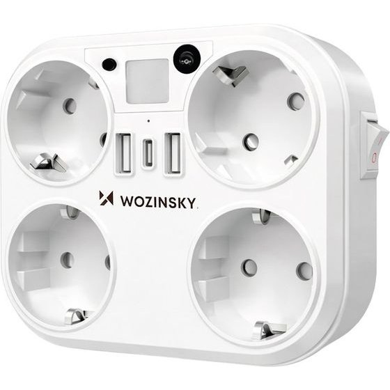 Wozinsky 4x Ac 2x USB-A 2x USB-C 4000 W Network Splitter With Lamp - White 5907769388637 - (WRS-2B)