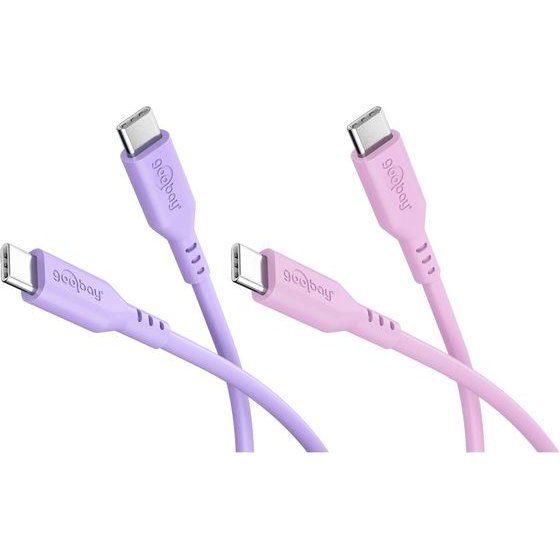 Goobay Berry Swirl Set: 2 USB-C Silicone Cables, 1.5 m, purple;Pink - (81273)