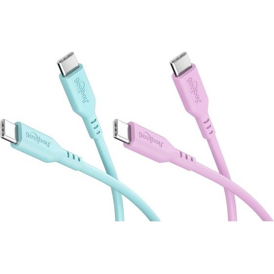 Goobay Coral Crush Set: 2 USB-C Silicone Cables, 1.5 m, turquoise;Pink - (81260)