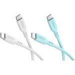 Goobay Crystal Lagoon Set Of 2 USB-C Silicone Cables, 1.5 m, white;Turquoise - (81259)