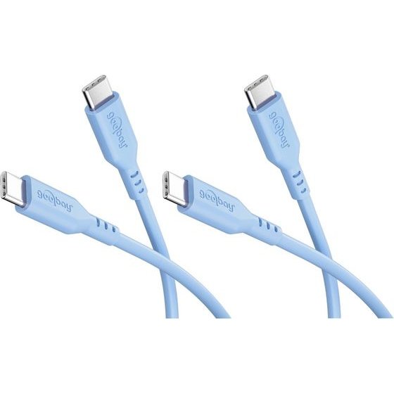 Goobay Set Of 2 USB-C Silicone cables, 1.5 m, Blue - (81240)