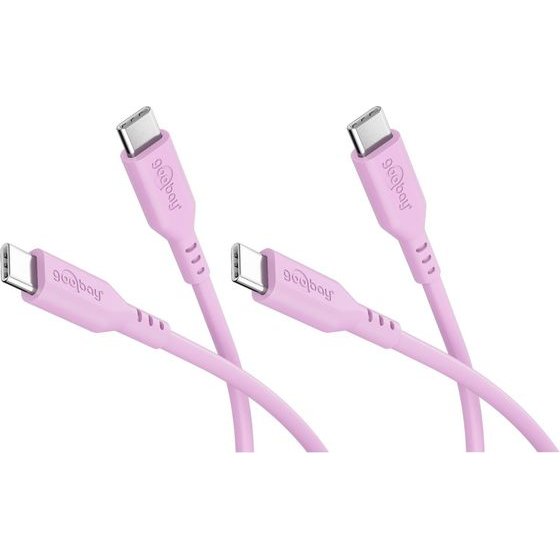 Goobay Set Of 2 USB-C Silicone cables, 1.5 m, Pink - (81251)