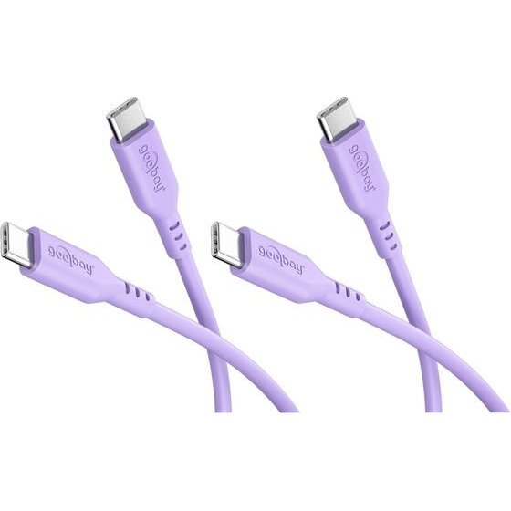 Goobay Set Of 2 USB-C Silicone cables, 1.5 m, Purple - (81249)