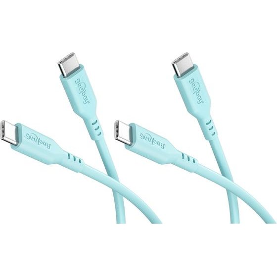 Goobay Set Of 2 USB-C Silicone cables, 1.5 m, Turquoise - (81248)