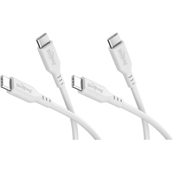 Goobay Set Of 2 USB-C Silicone cables, 1.5 m, White - (81244)