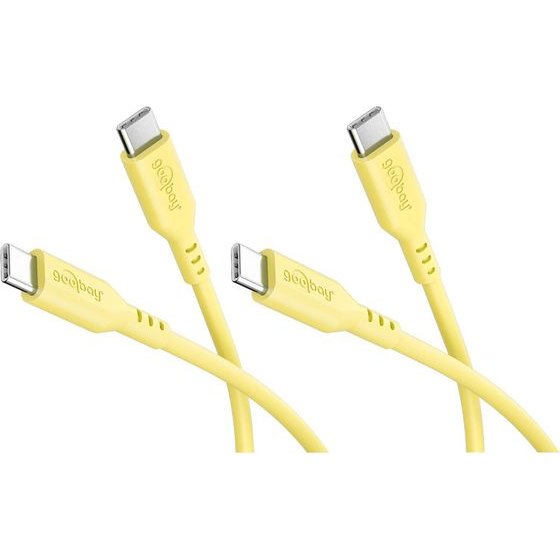 Goobay Set Of 2 USB-C Silicone cables, 1.5 m, Yellow - (81243)