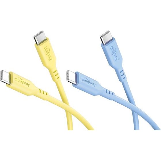 Goobay Sun & Sky Set: 2 USB-C Silicone Cables, 1.5 m, yellow;Blue - (81274)