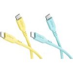 Goobay Tropic Glow Set: 2 USB-C Silicone Cables, 1.5 m, yellow;Turquoise - (81275)