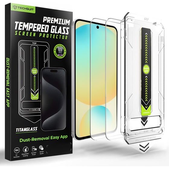 Techsuit - [Fingerprint Unlock Compatible] TitanGlass CrystalHD (2 pack) - Samsung Galaxy S24 FE / A56 5G - Clear