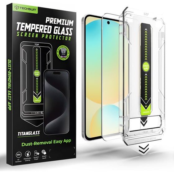 Techsuit - [Fingerprint Unlock Compatible] TitanGlass CrystalHD - Samsung Galaxy S24 FE / A56 5G - Clear