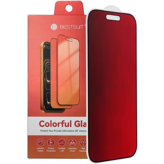 Bestsuit Flexible Hybrid Glass 5D Colorfull Privacy 180 For Iphone 15 magenta