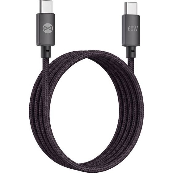 Forever Vibe Cable USB-C - USB-C 1,0 m 60W Dark grey