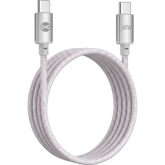 Forever Vibe Cable USB-C - USB-C 1,0 m 60W silver