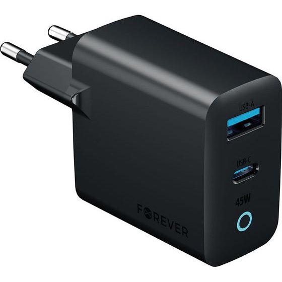 Forever Vibe-TC45AC Gan Pd Qc Charger 1x USB-C 1x Usb 45W Dark grey