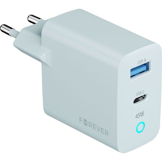 Forever Vibe-TC45AC Gan Pd Qc Charger 1x USB-C 1x Usb 45W silver