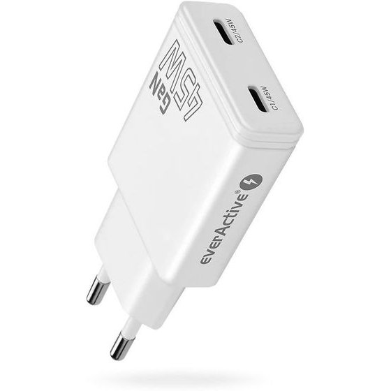EVERACTIVE Charger Gan 2x USB-C Quick Charge 3.0 45W Pd White - (SC-465Q)